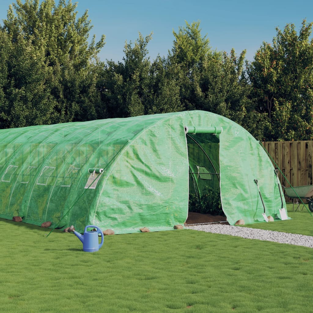 Staklenik s čeličnim okvirom zeleni 110 m² 22 x 5 x 2,3 m