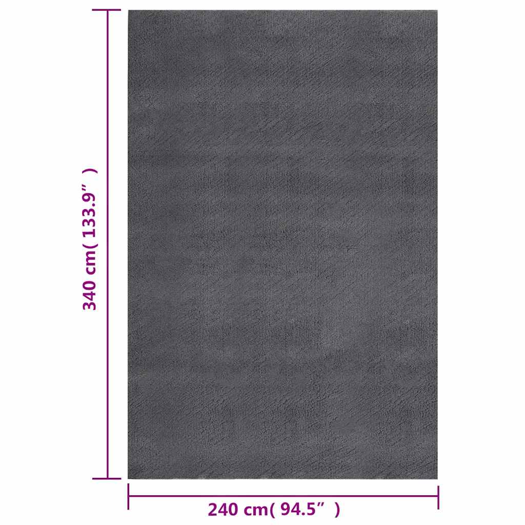 Čupavi tepih antracit boje 240x340 cm poliester