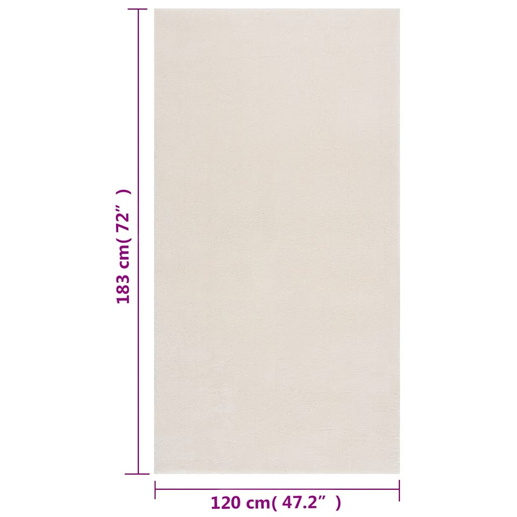 Čupavi tepih krem bijele boje 120x183 cm poliester