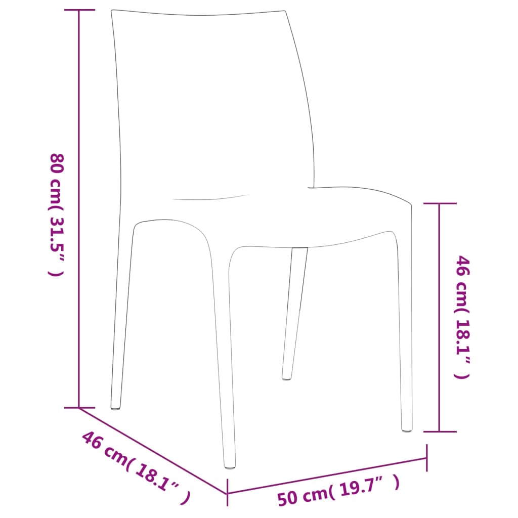 Vrtne stolice 2 kom bijele 50 x 46 x 80 cm od polipropilena