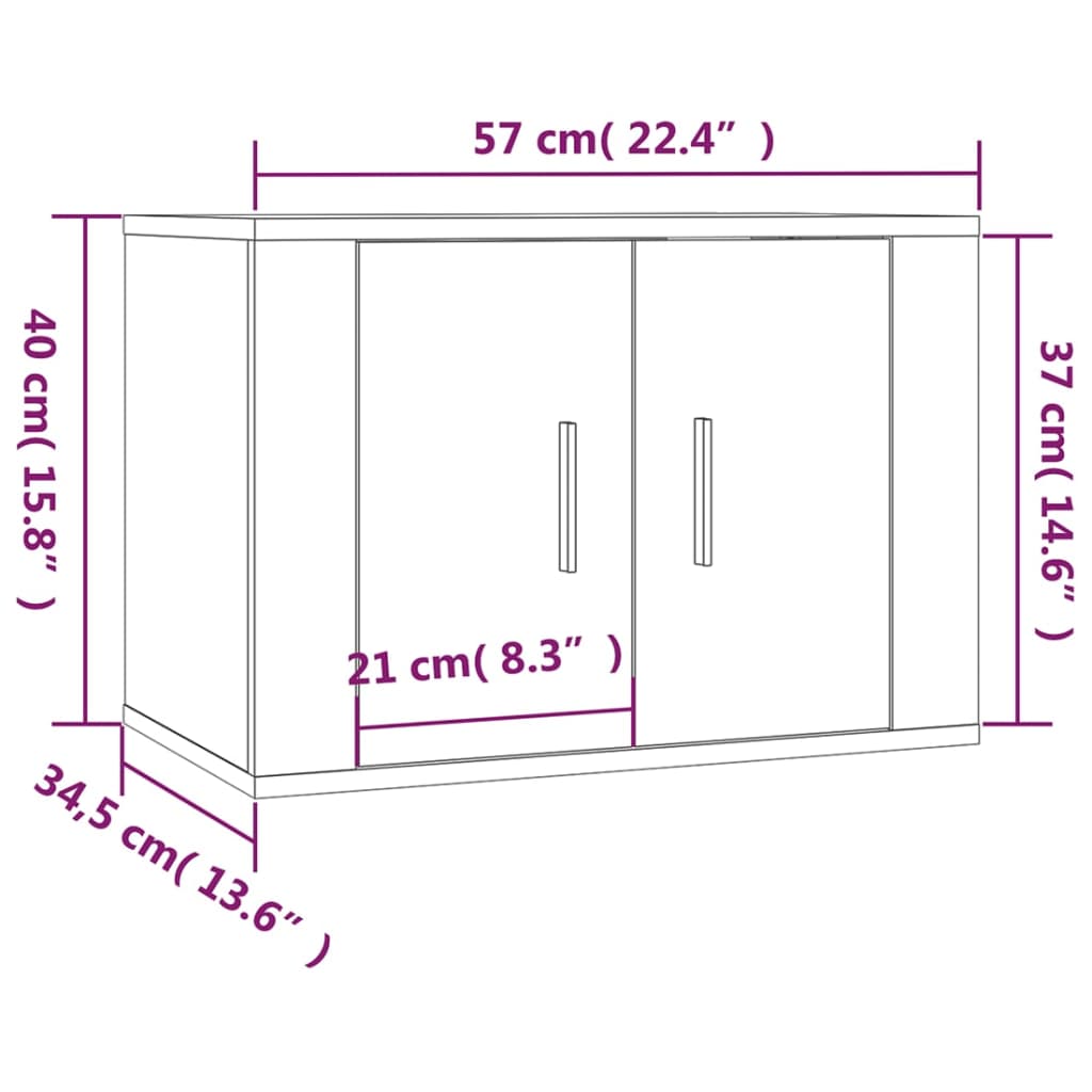 Zidni TV ormarići 2 kom boja sivog hrasta sonome 57x34,5x40 cm