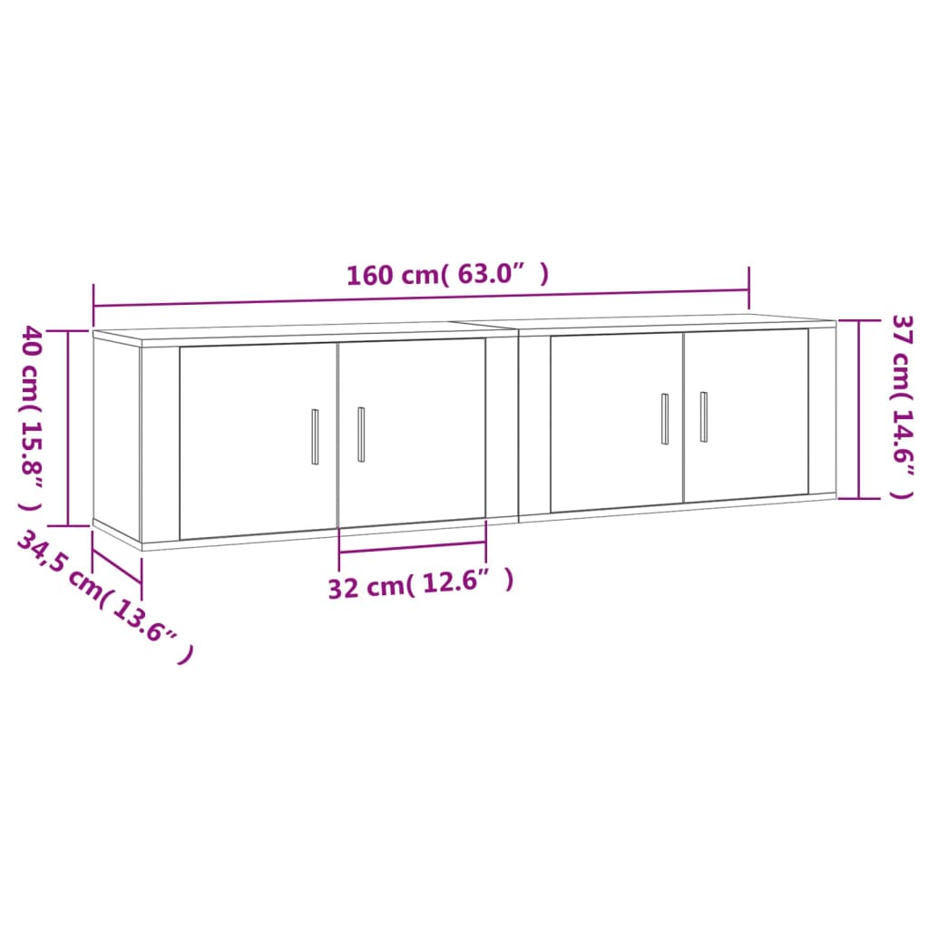Zidni TV ormarići 2 kom boja hrasta sonome 80x34,5x40 cm