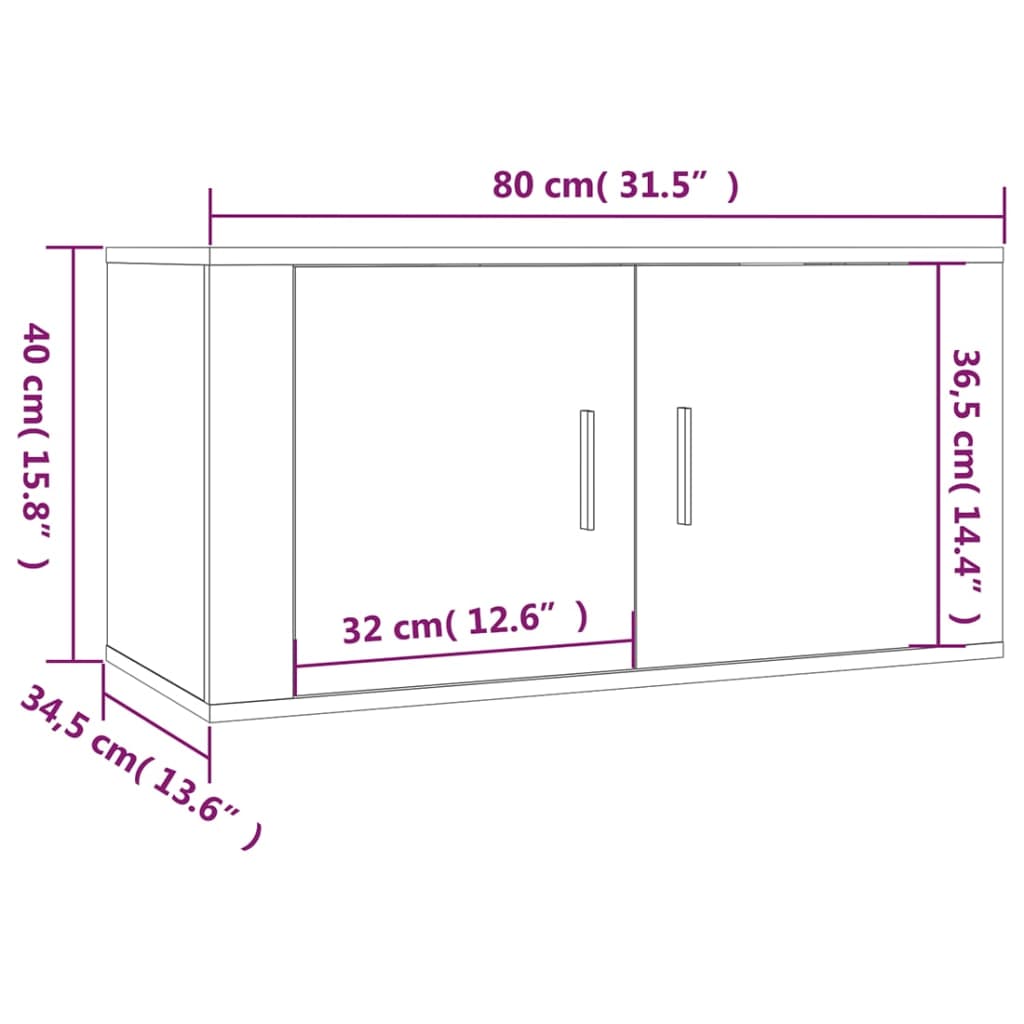 Zidni TV ormarići 2 kom boja hrasta sonome 80x34,5x40 cm