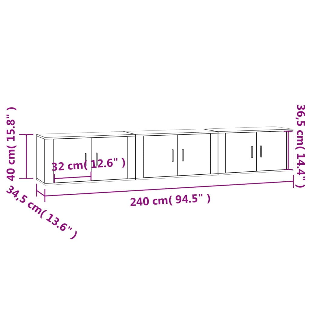 Zidni TV ormarići 2 kom Bijela 80x34,5x40 cm