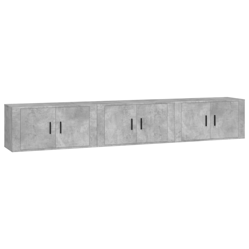 Zidni TV ormarići 3 kom siva boja betona 80x34,5x40 cm