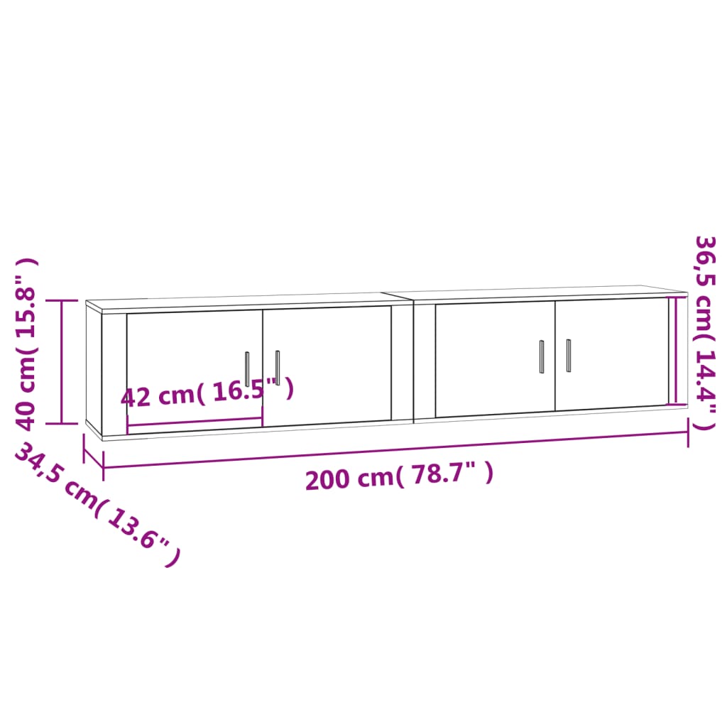 Zidni TV ormarići 2 kom boja dimljenog hrasta 100x34,5x40 cm