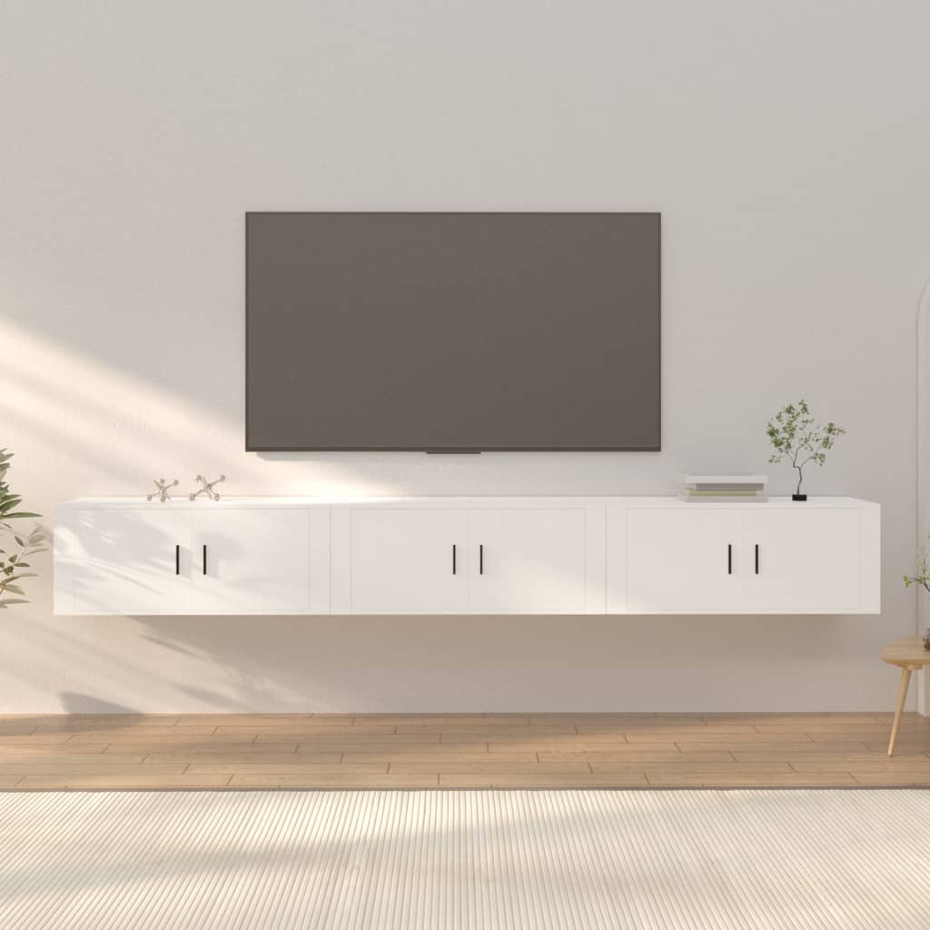 Zidni TV ormarić 3 kom bijeli 100 x 34,5 x 40 cm