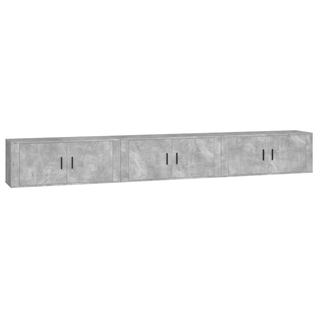 Zidni TV ormarići 3 kom siva boja betona 100 x 34,5 x 40 cm