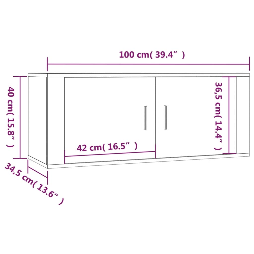 Zidni TV ormarići 3 kom boja dimljenog hrasta 100x34,5x40 cm