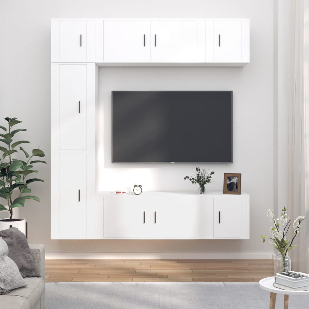 7-dijelni set TV ormarića bijeli od konstruiranog drva