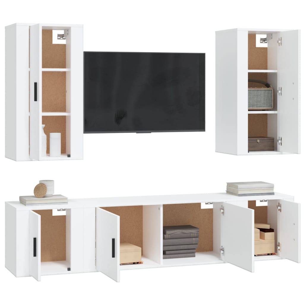 5-dijelni set TV ormarića bijeli od konstruiranog drva