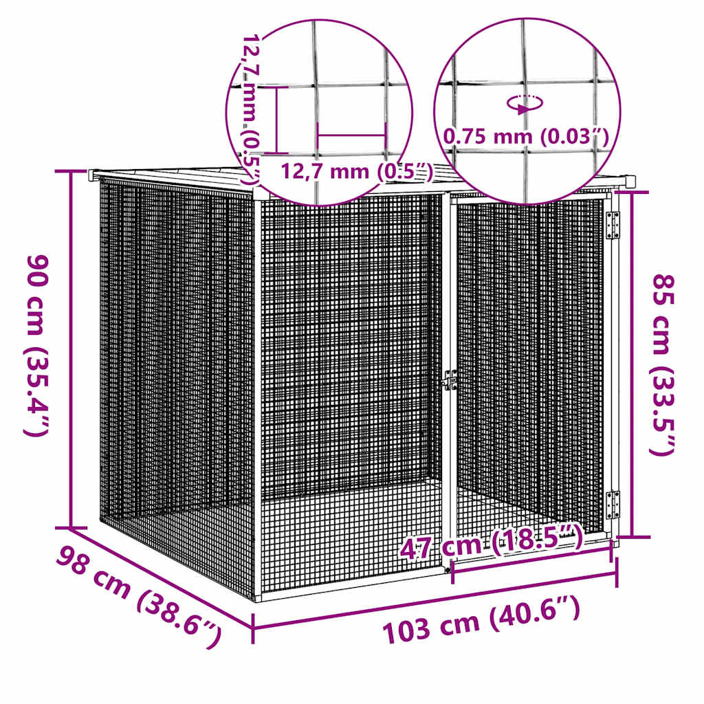 Kavez za kokoši s krovom svjetlosivi 103 x 98 x 90 cm čelični