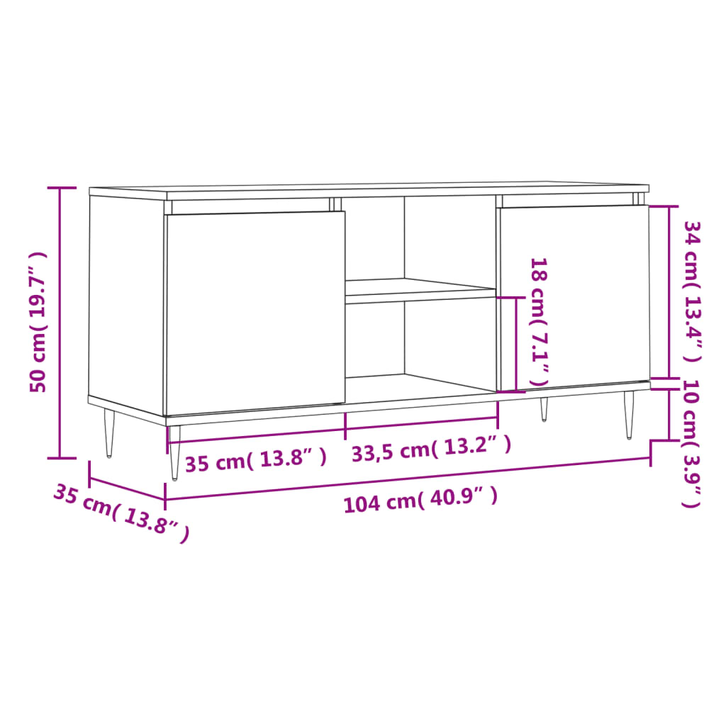TV ormarić boja dimljenog hrasta 104x35x50 cm konstruirano drvo