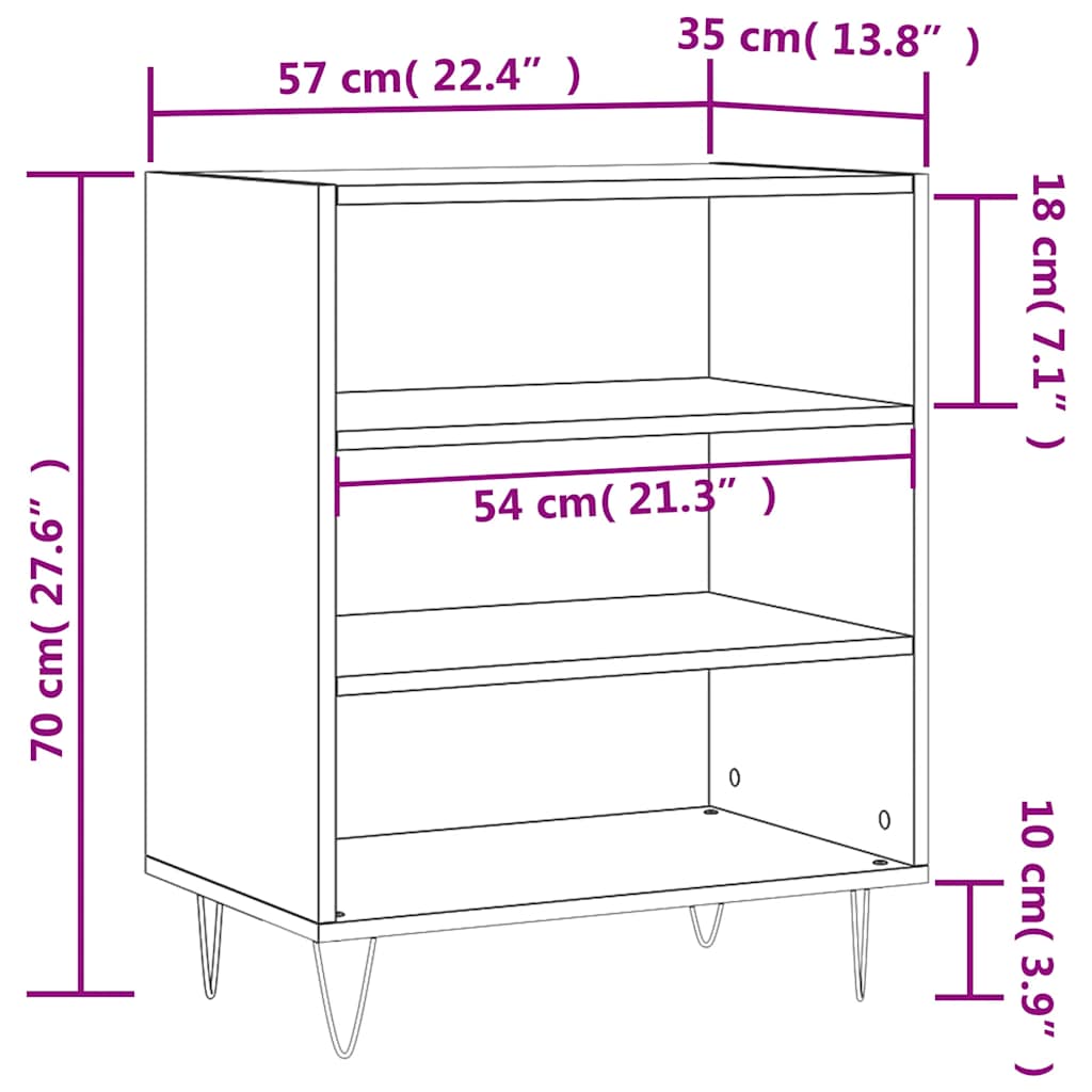 Komoda crna 57 x 35 x 70 cm od konstruiranog drva
