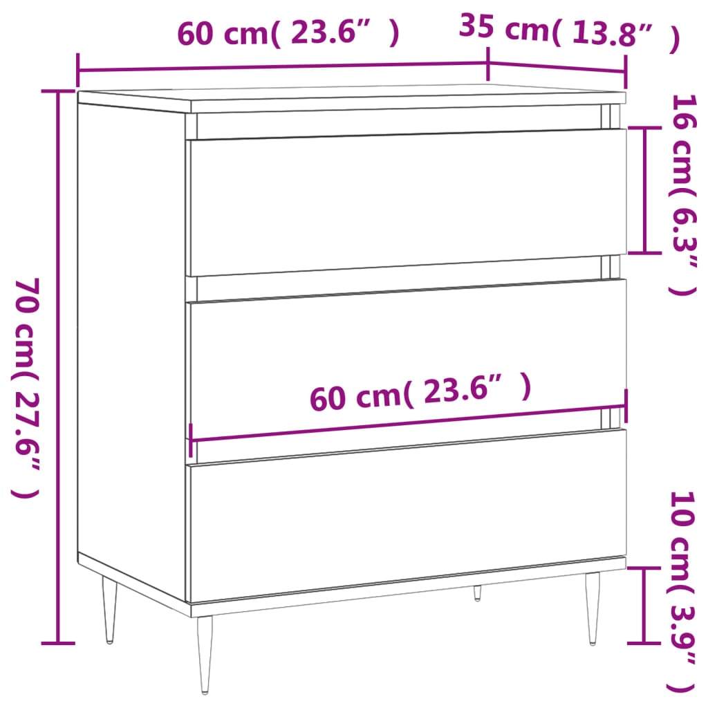 Komoda siva boja betona 60x35x70 cm od konstruiranog drva