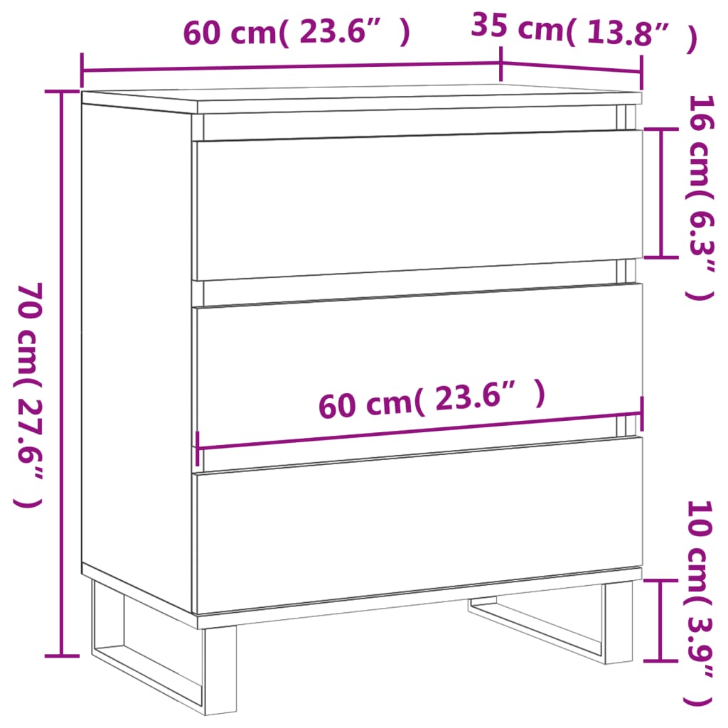 Komoda siva boja betona 60x35x70 cm od konstruiranog drva