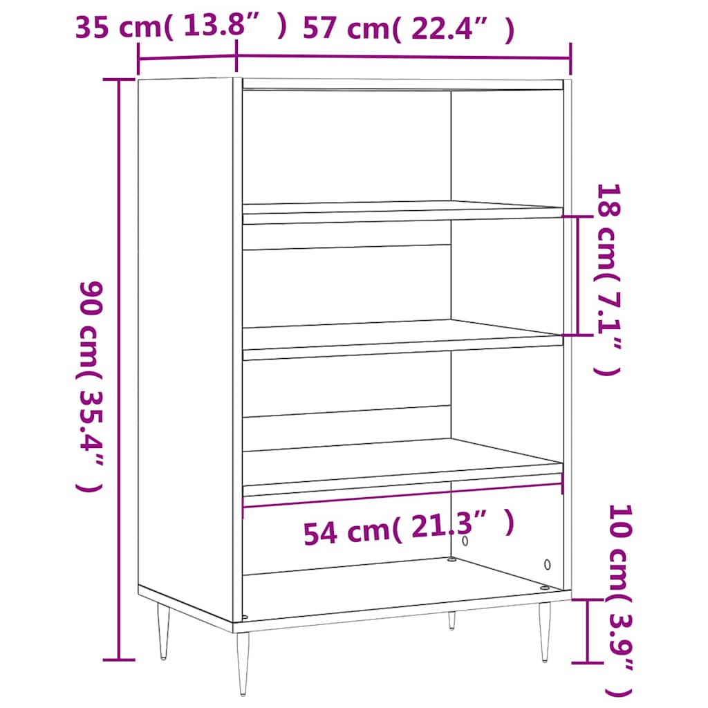 Visoka komoda bijela 57 x 35 x 90 cm od konstruiranog drva