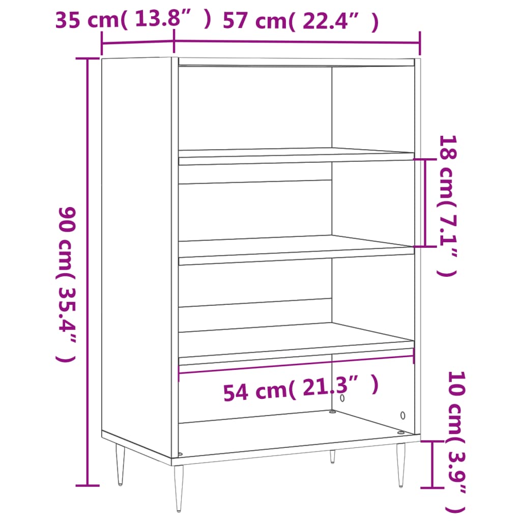 Visoka komoda boja hrasta sonome 57x35x90 cm konstruirano drvo