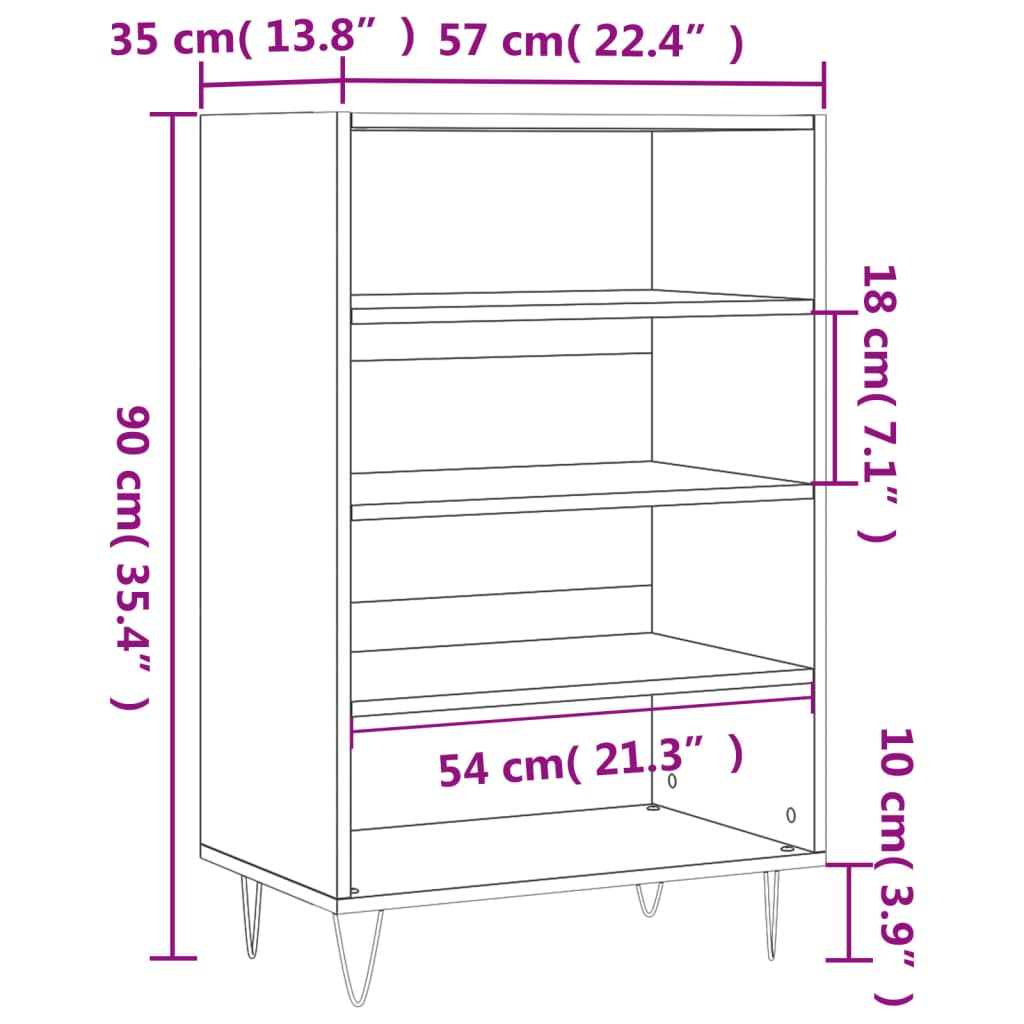 Visoka komoda crna 57 x 35 x 90 cm od konstruiranog drva