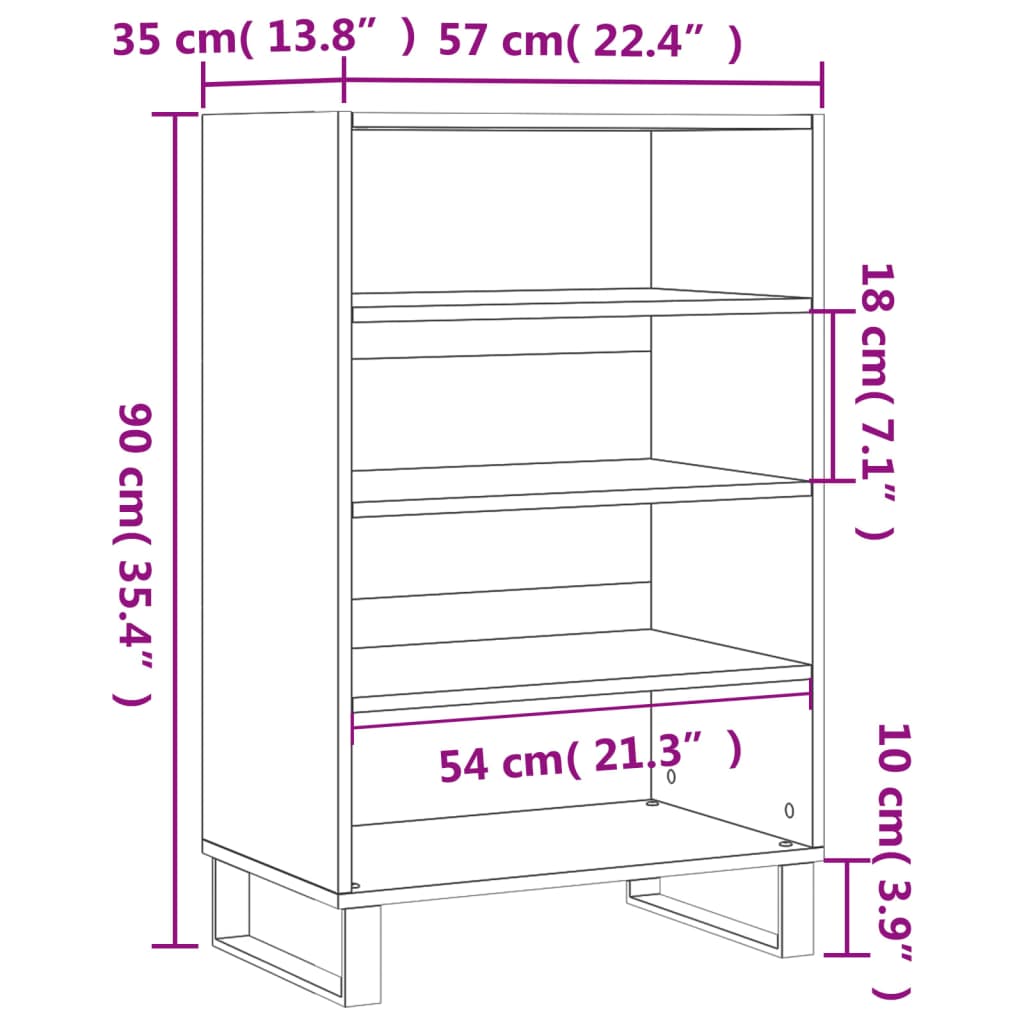 Visoka komoda siva boja betona 57x35x90 cm konstruirano drvo