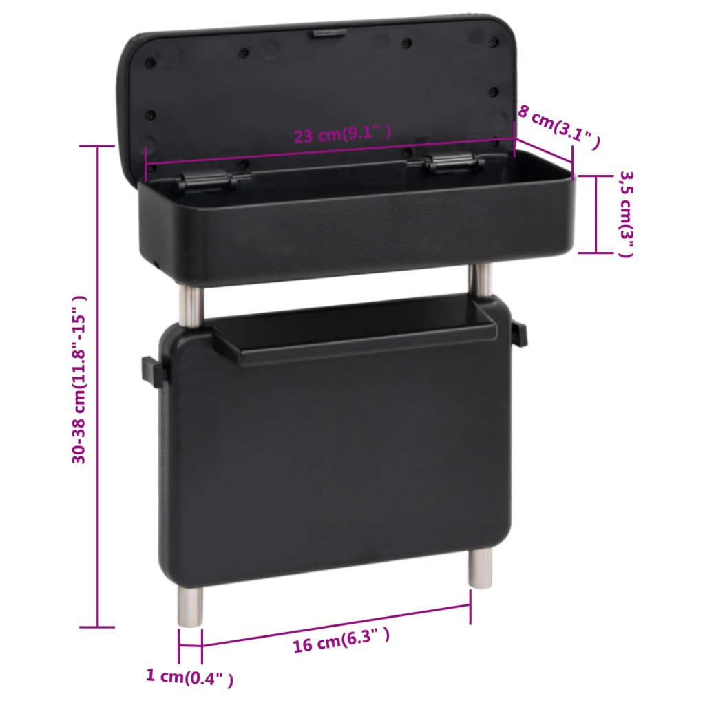 Naslon za ruke za automobil crni 23 x 8 x (30 - 38) cm ABS