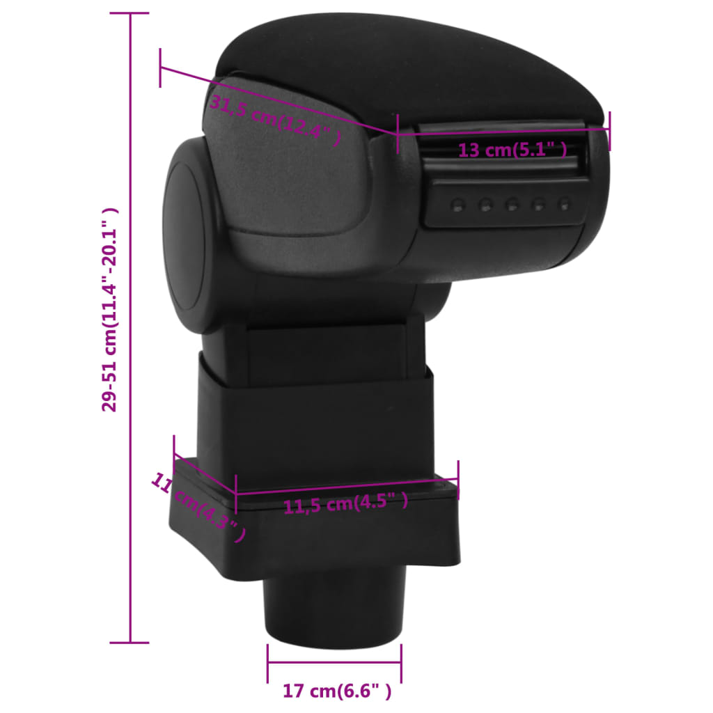 Naslon za ruke za automobil crni 13 x 31,5 x (29 - 51) cm ABS