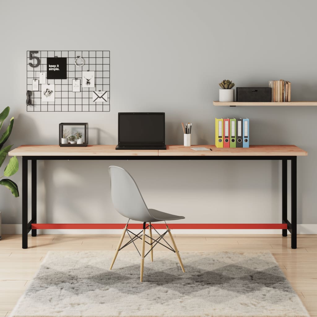Radni stol 220x55x81,5 cm od masivne bukovine i metala
