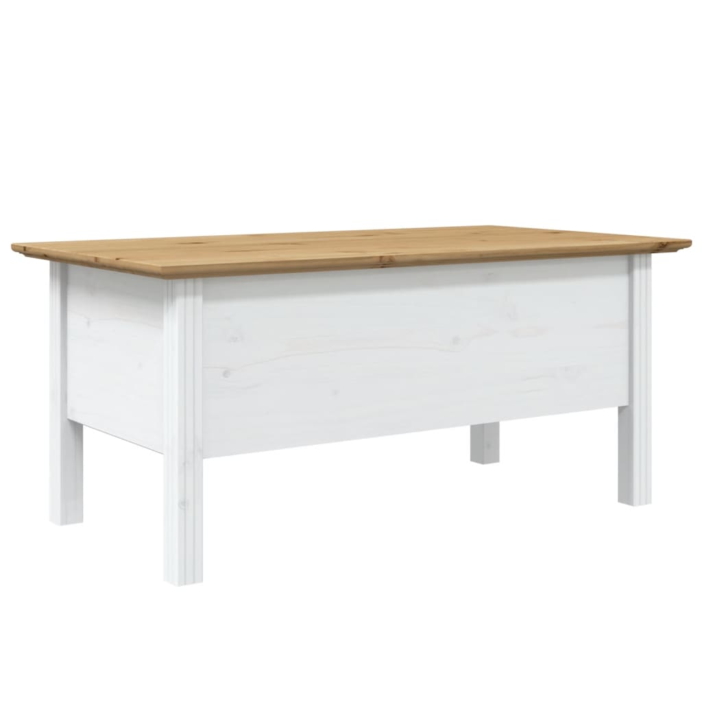 Stolić za kavu BODO bijelo-smeđi 100x55x46 cm masivna borovina