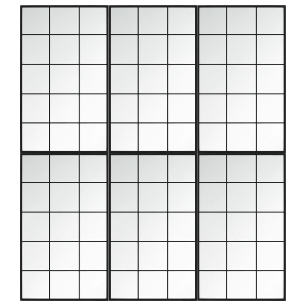 Zidna ogledala 6 kom crna 100x60 cm metalna