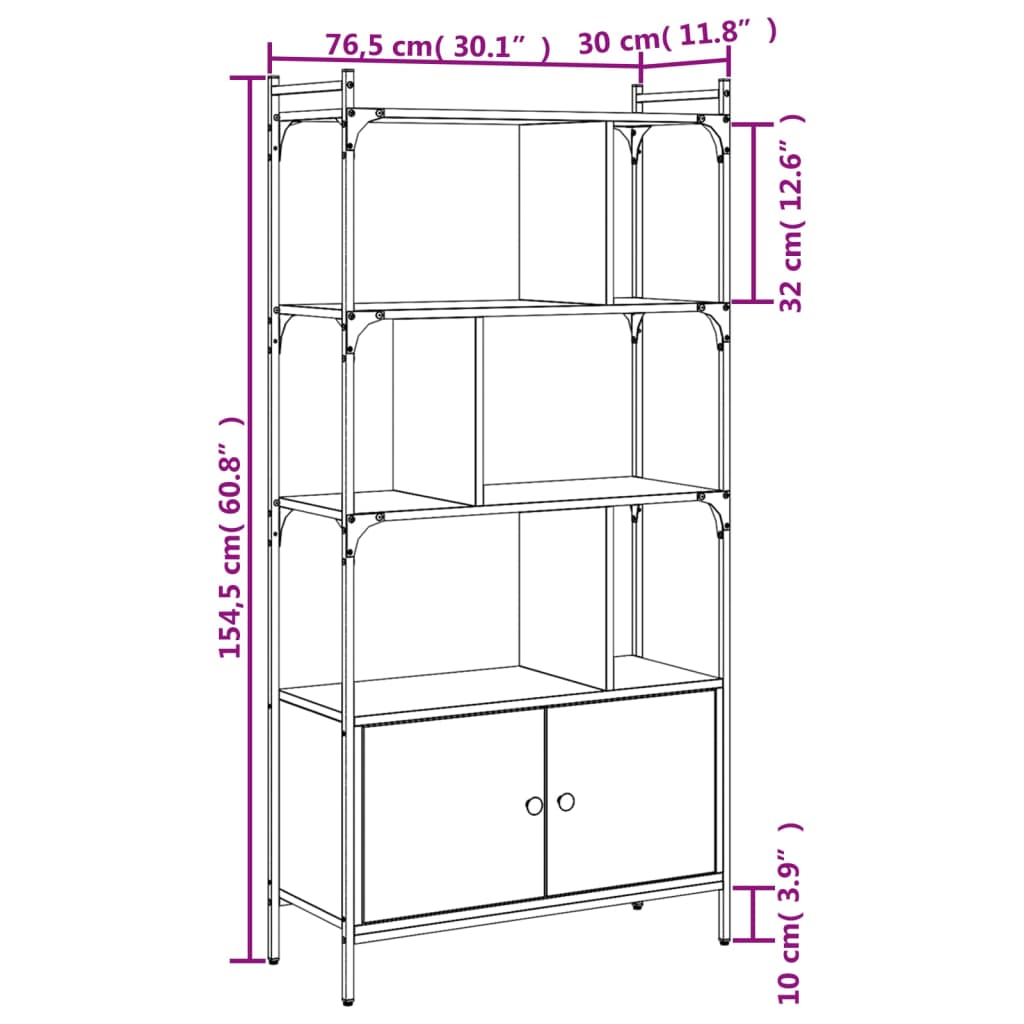 Regal za knjige s vratima boja hrasta 76,5x30x154,5 cm drveni