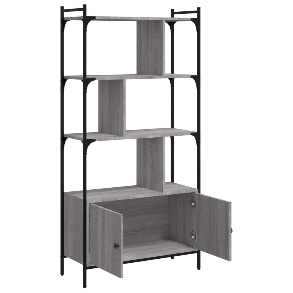 Regal za knjige s vratima boja hrasta 76,5x30x154,5 cm drveni