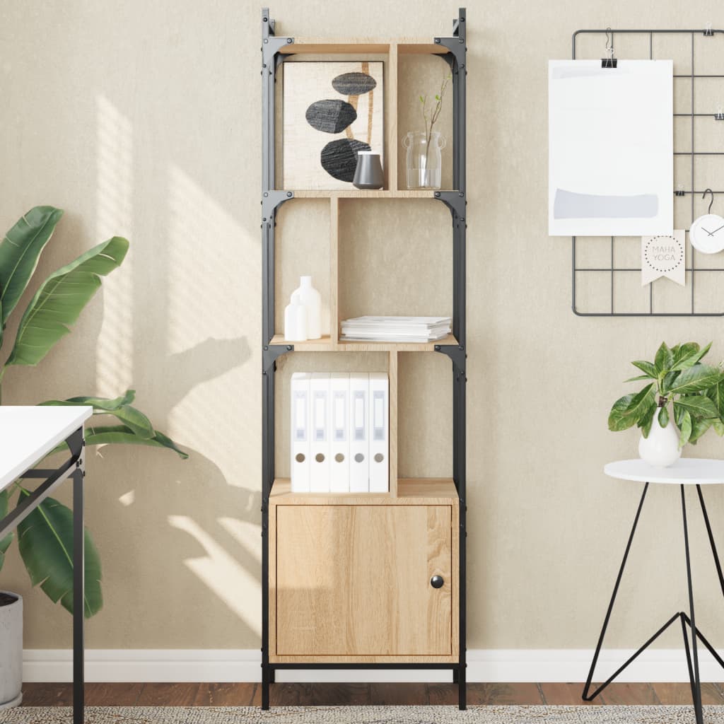 Regal za knjige s vratima boja hrasta 44,5x30x154,5 cm drveni