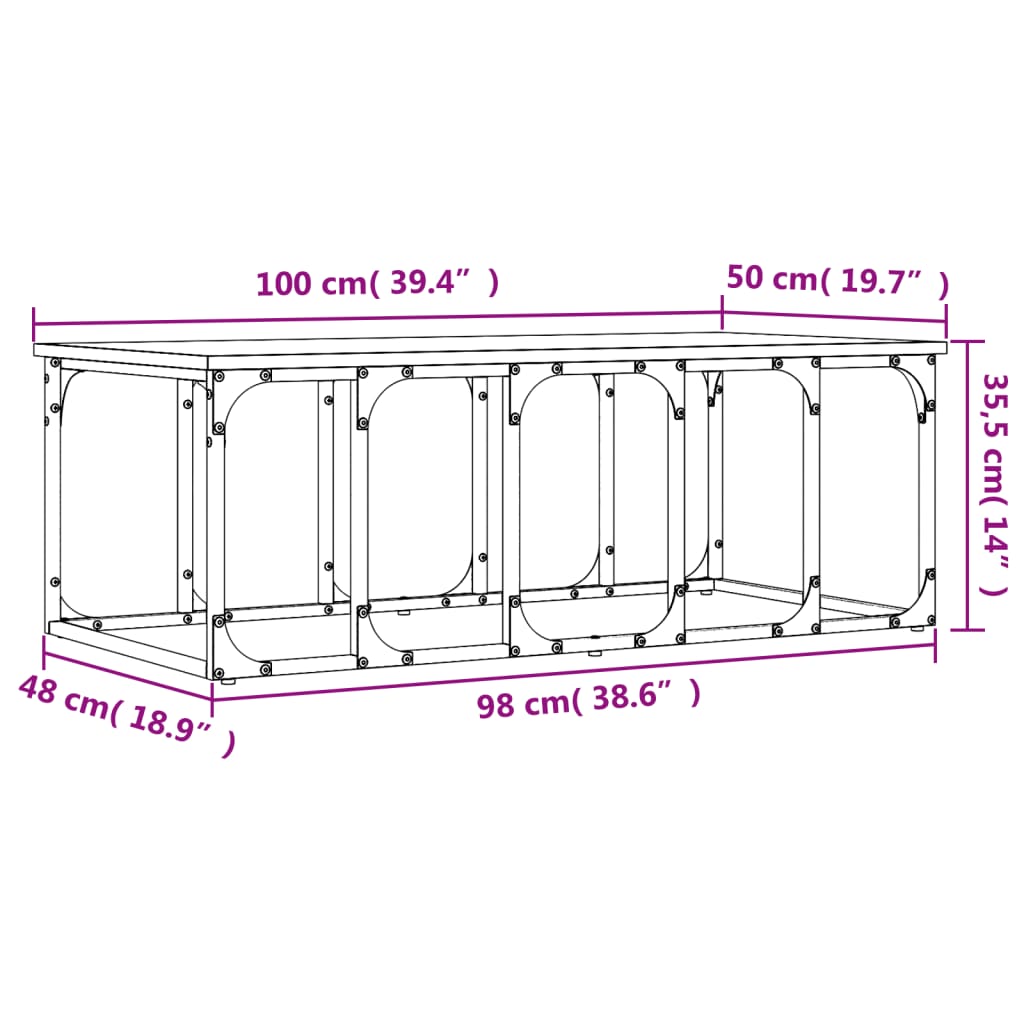 Stolić za kavu crni 100 x 50 x 35,5 cm od konstruiranog drva