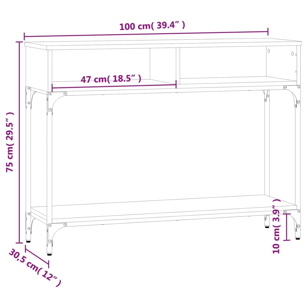 Konzolni stol crni 100 x 30,5 x 75 cm od konstruiranog drva