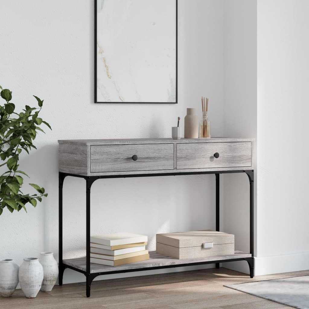 Konzolni stol siva boja hrasta 100x34,5x75 cm konstruirano drvo