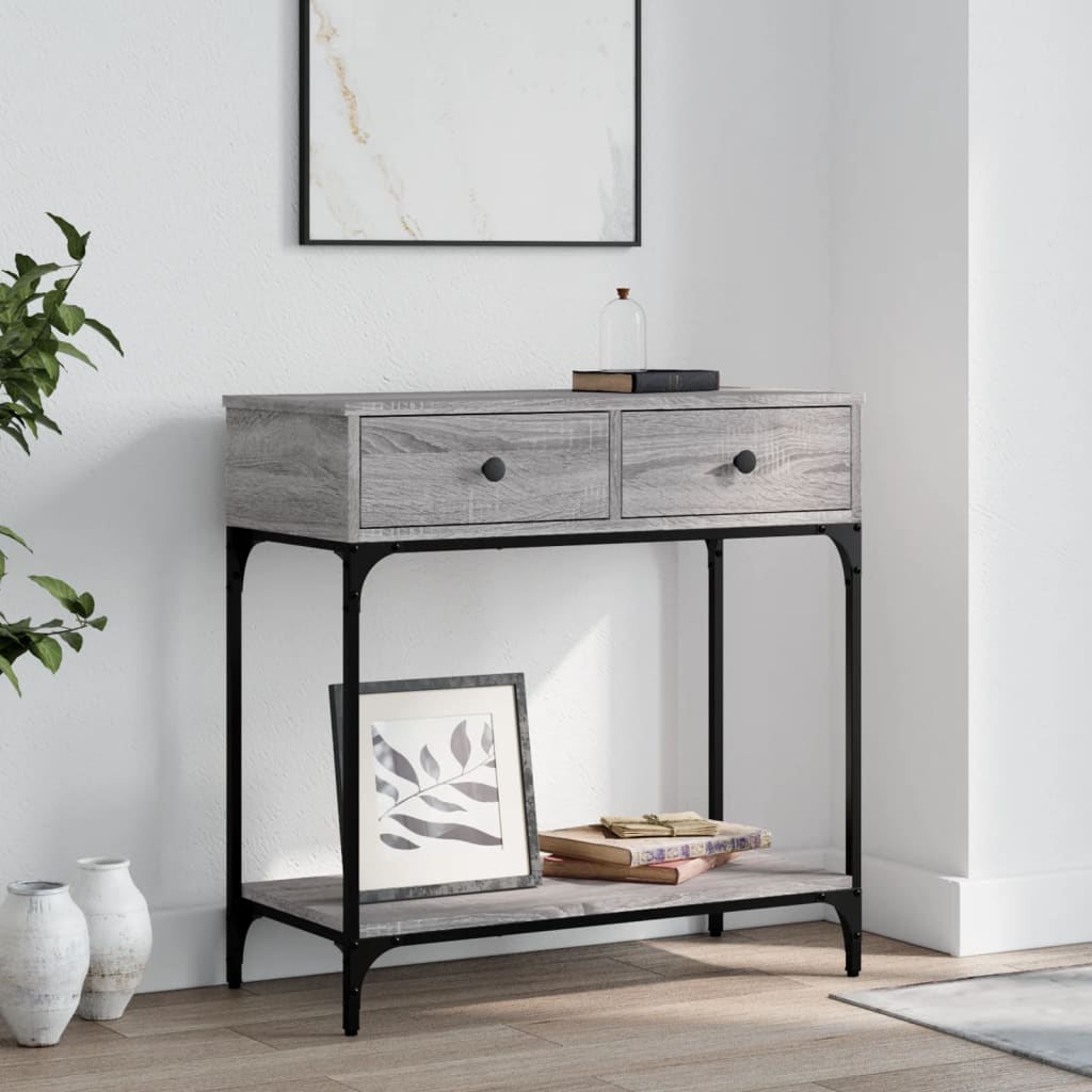 Konzolni stol siva boja hrasta 75x34,5x75 cm konstruirano drvo