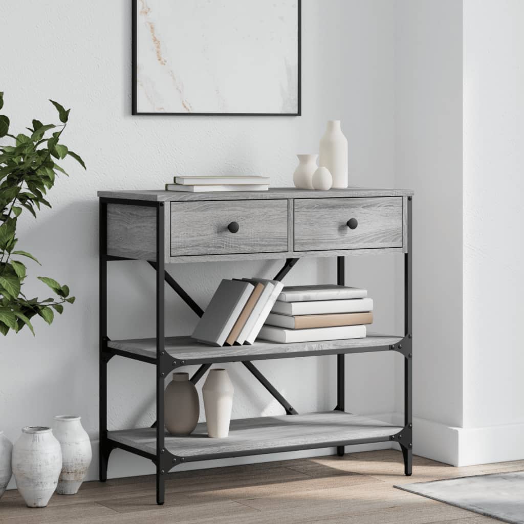 Konzolni stol siva boja hrasta 75x34,5x75 cm konstruirano drvo