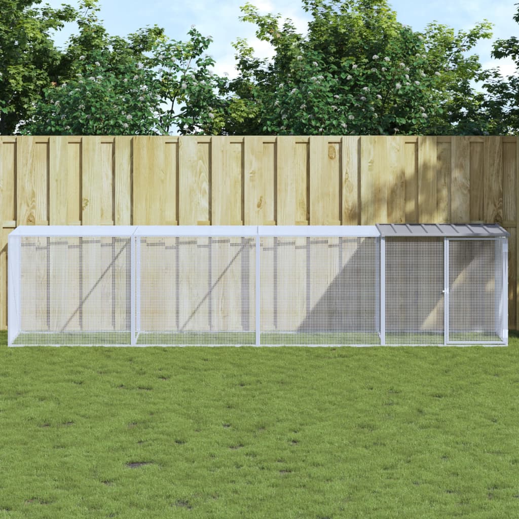 Kavez za kokoši s krovom svjetlosivi 403x98x90 cm čelični