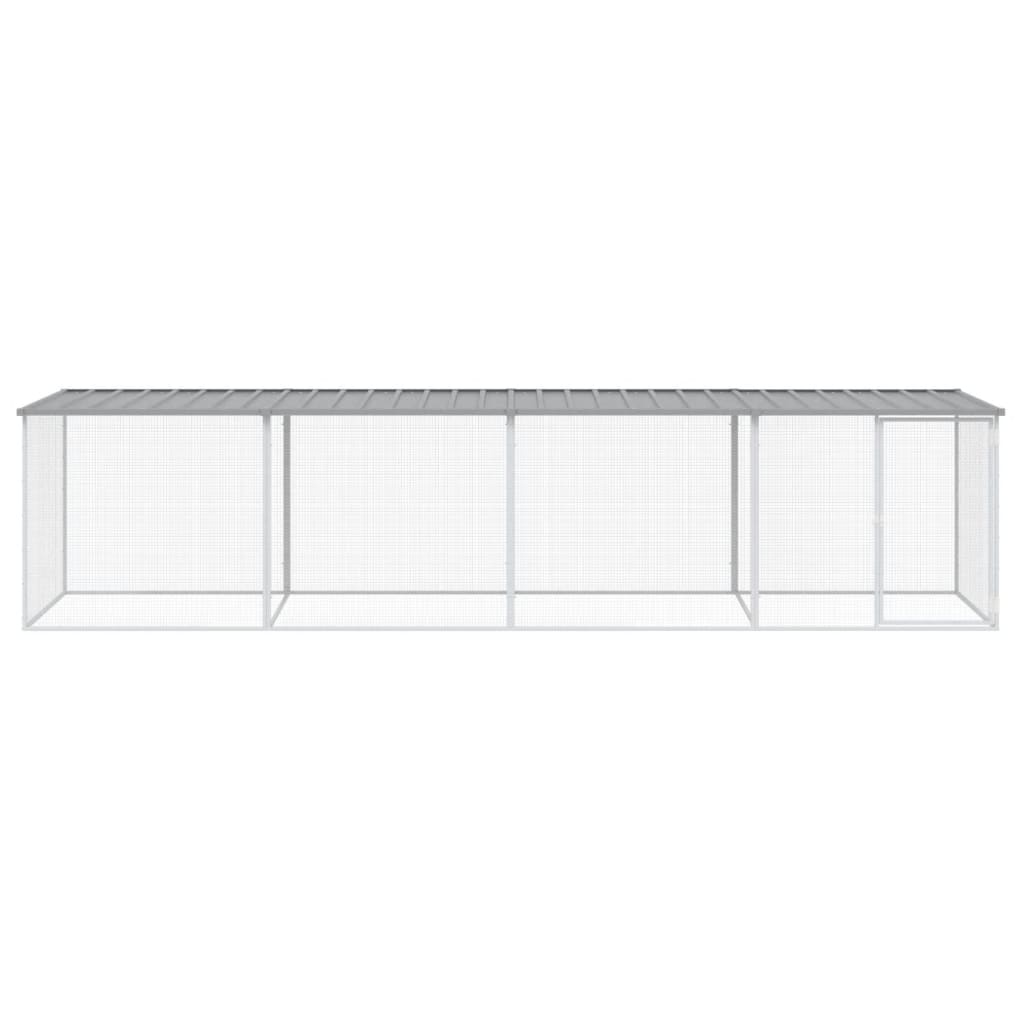 Kavez za kokoši s krovom svjetlosivi 403x98x90 cm čelični