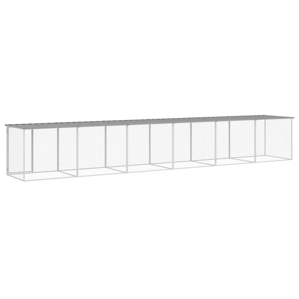 Kavez za kokoši s krovom svjetlosivi 603x98x90 cm čelični