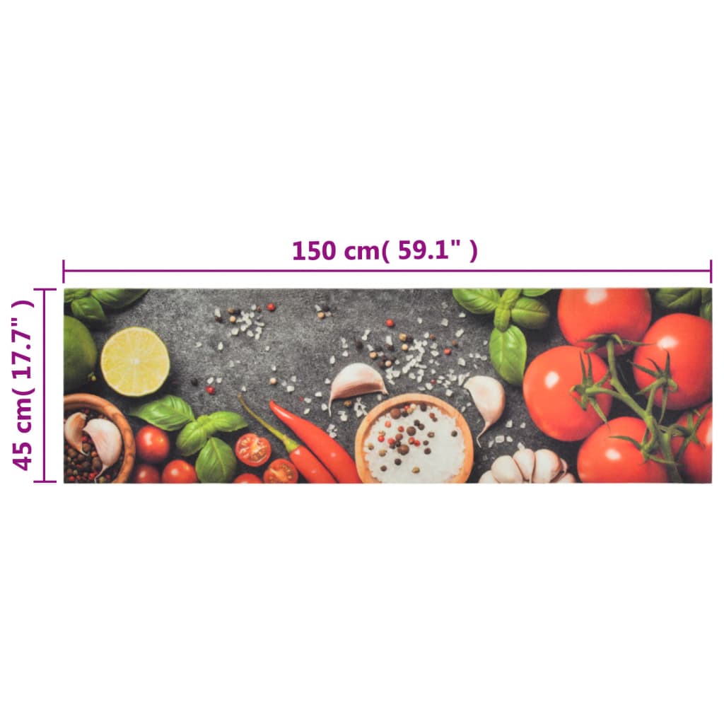 Kuhinjski tepih perivi s uzorkom povrća 45 x 150 cm baršunasti