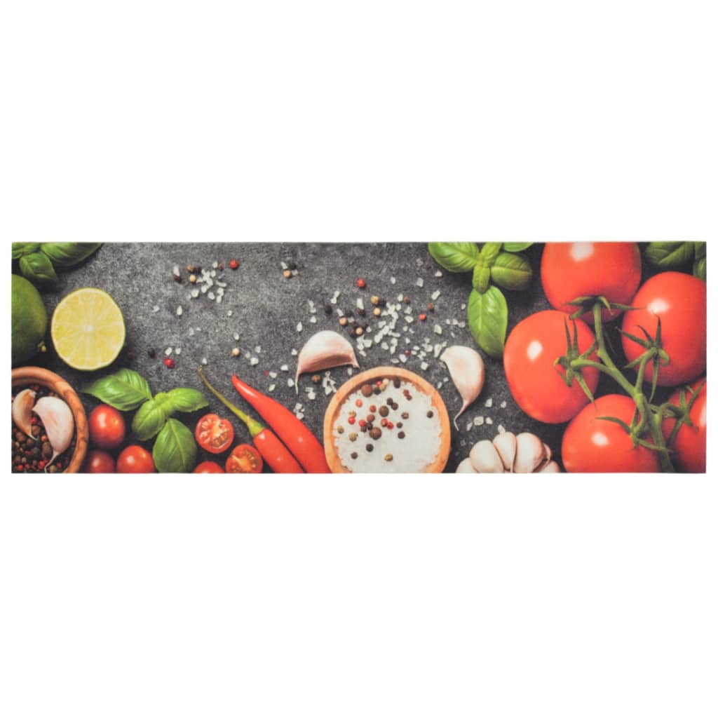 Kuhinjski tepih perivi s uzorkom povrća baršunasti 60 x 180 cm