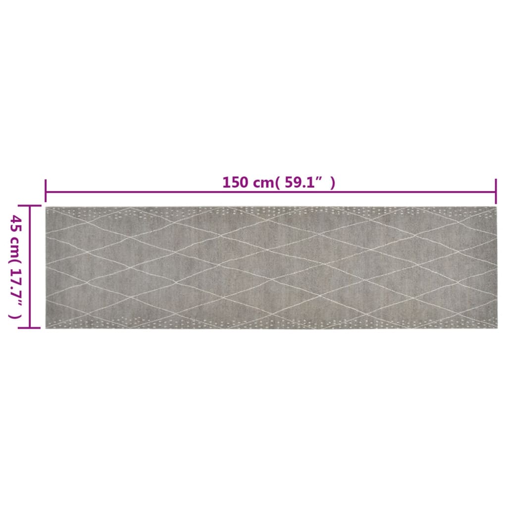 Kuhinjski tepih perivi s uzorkom rombova baršunasti 45 x 150 cm