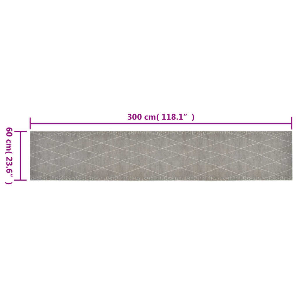 Kuhinjski tepih perivi s uzorkom rombova baršunasti 60 x 300 cm