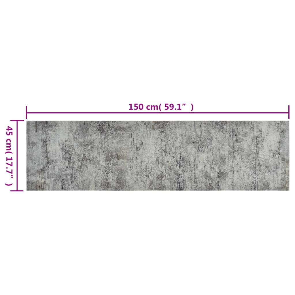 Kuhinjski tepih perivi s uzorkom betona 45 x 150 cm baršunasti