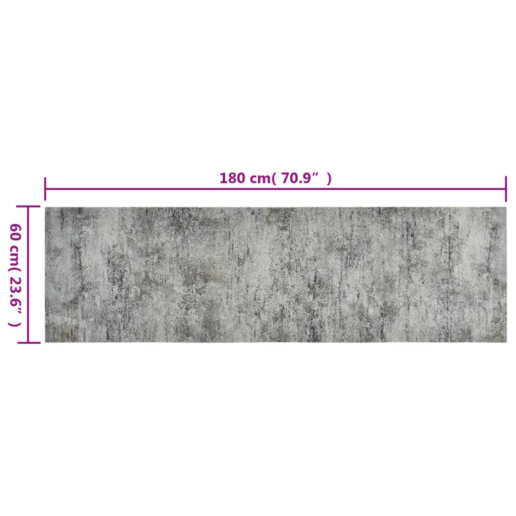 Kuhinjski tepih perivi s uzorkom betona 60 x 180 cm baršunasti