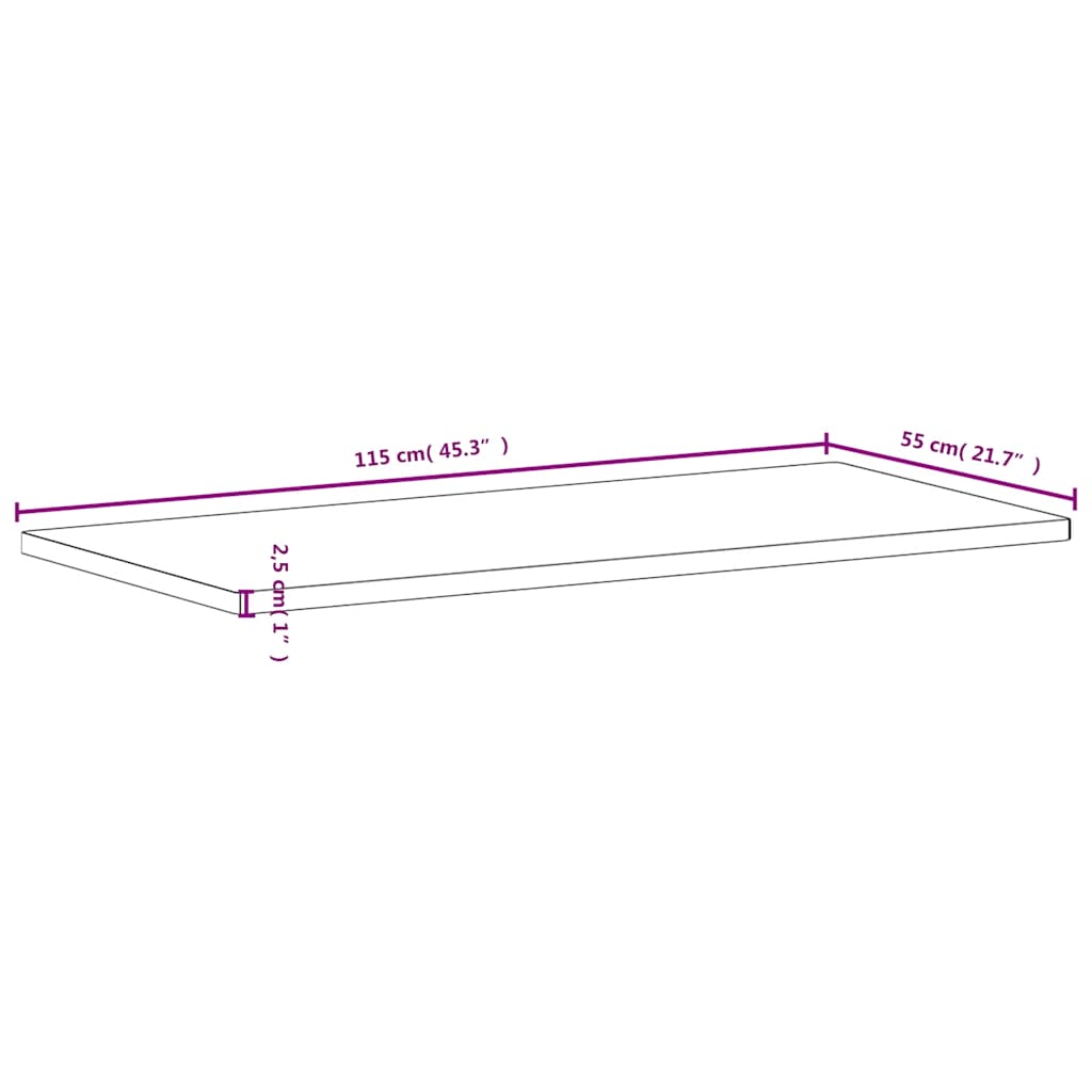 Ploča za radni stol 115 x 55 x 2,5 cm od masivne bukovine