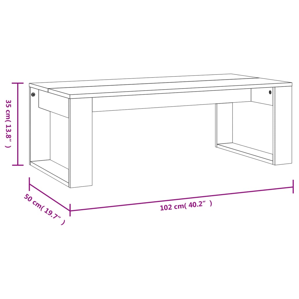 Stolić za kavu crni 102 x 50 x 35 cm od konstruiranog drva
