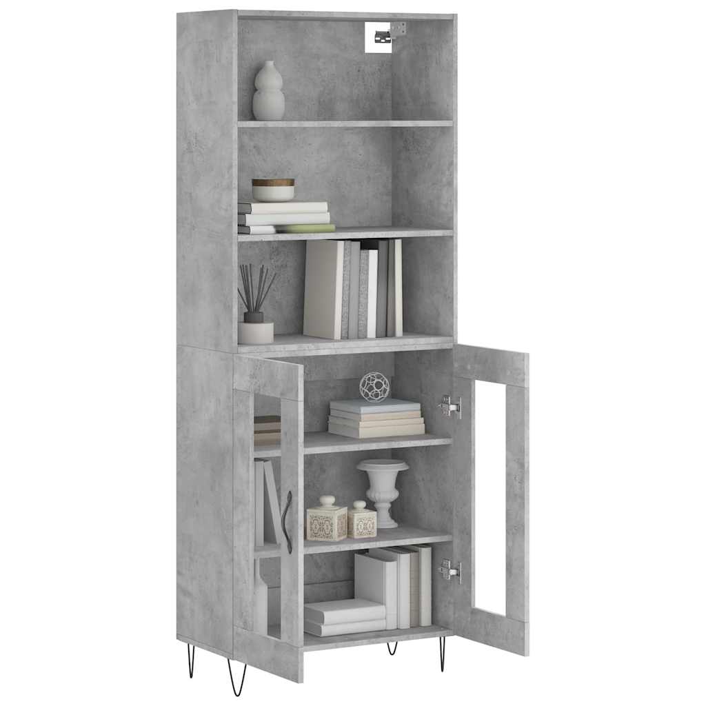 Visoka komoda siva betona 69,5x34x180 cm od konstruiranog drva