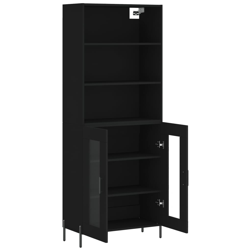 Visoka komoda crni 69,5x34x180 cm konstruirano drvo